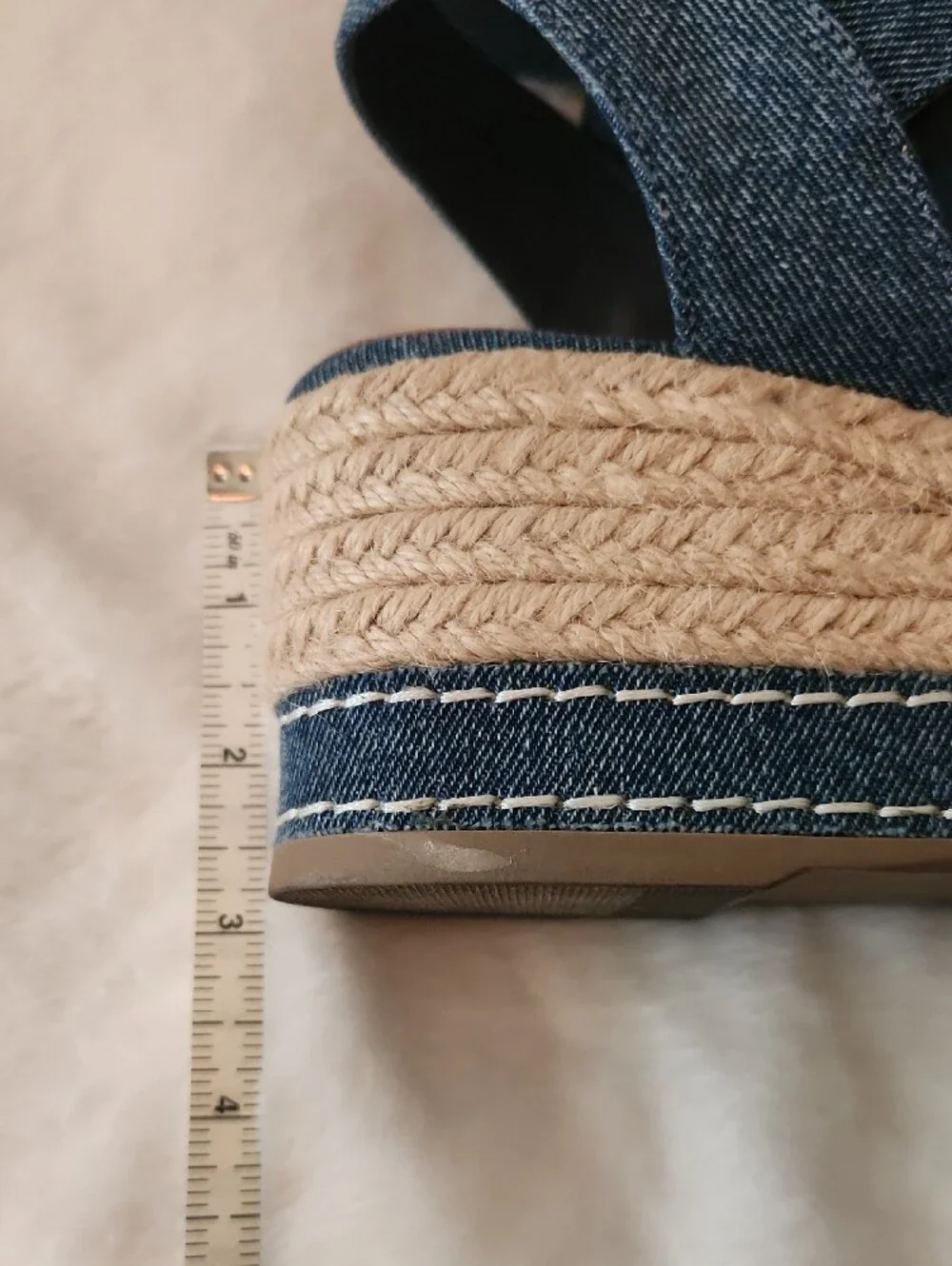 me too Denim Blue Espadrille Wedge Sandals with Ankle Strap